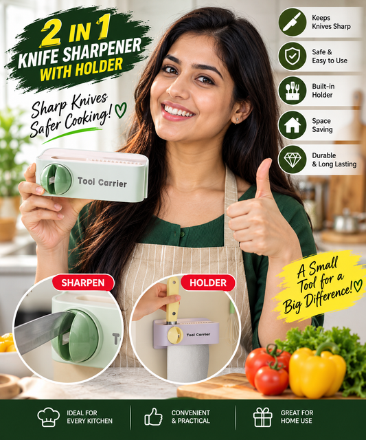 2 in 1 Knife Sharpener with Holder