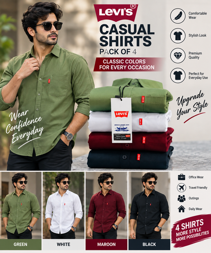 Casual Shirts (Multicolor, M) (Pack of 4)