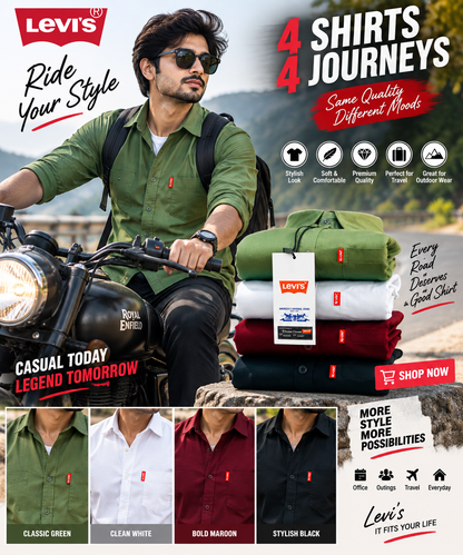 Casual Shirts (Multicolor, M) (Pack of 4)