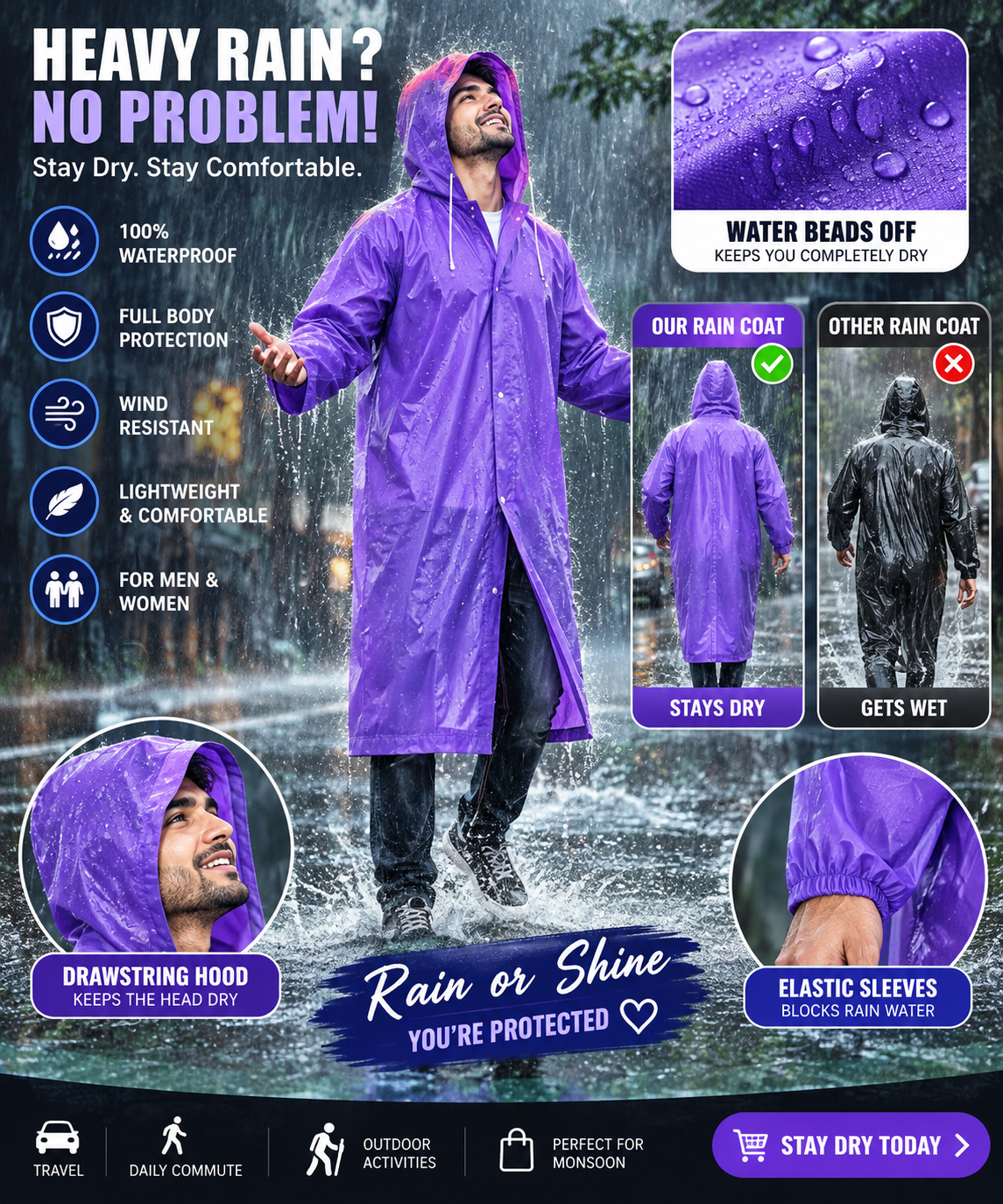 Men & Women Waterproof Rain Coat