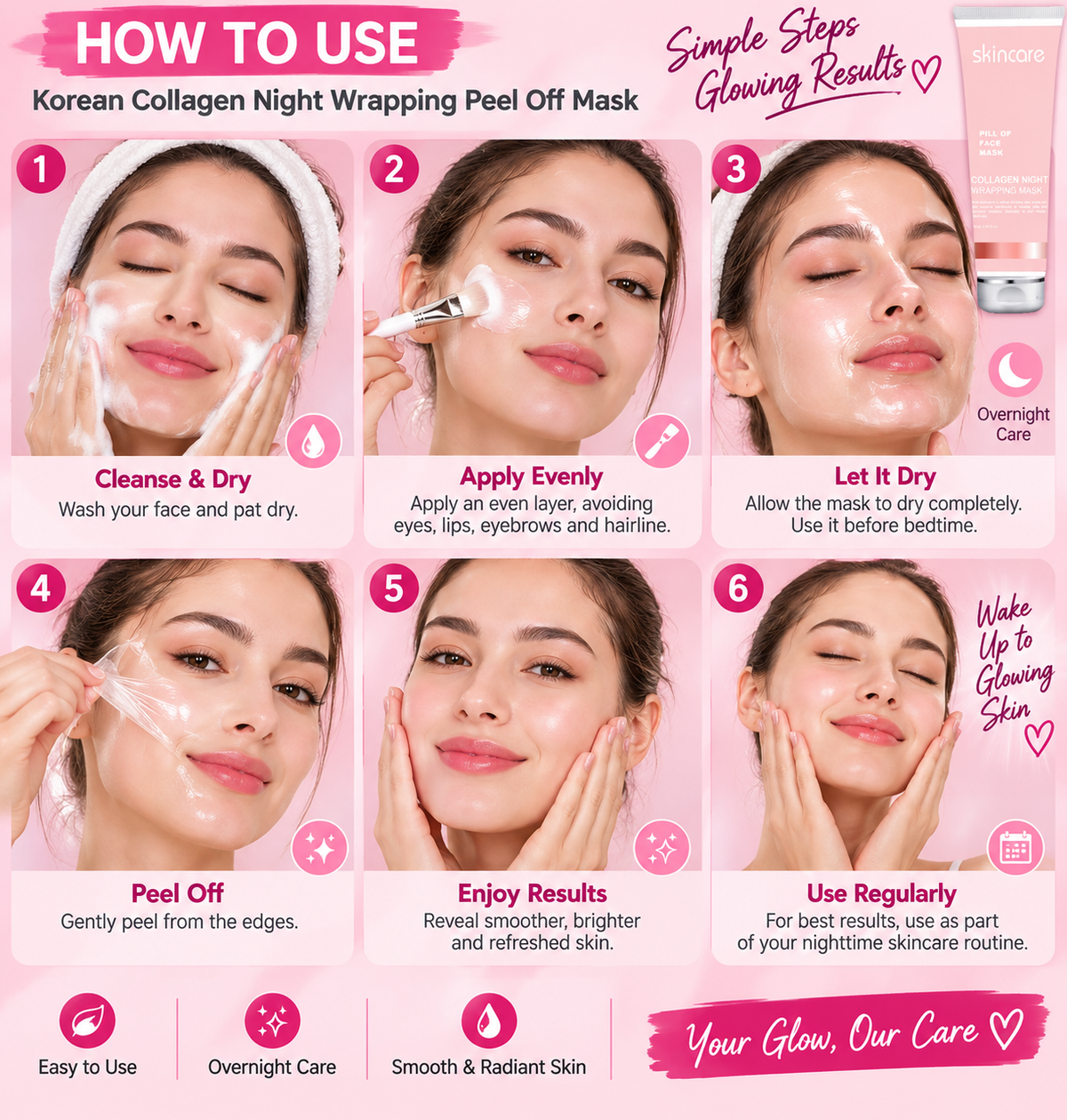 Korean Collagen Night Wrapping Peel Off Mask (Pack of 2)